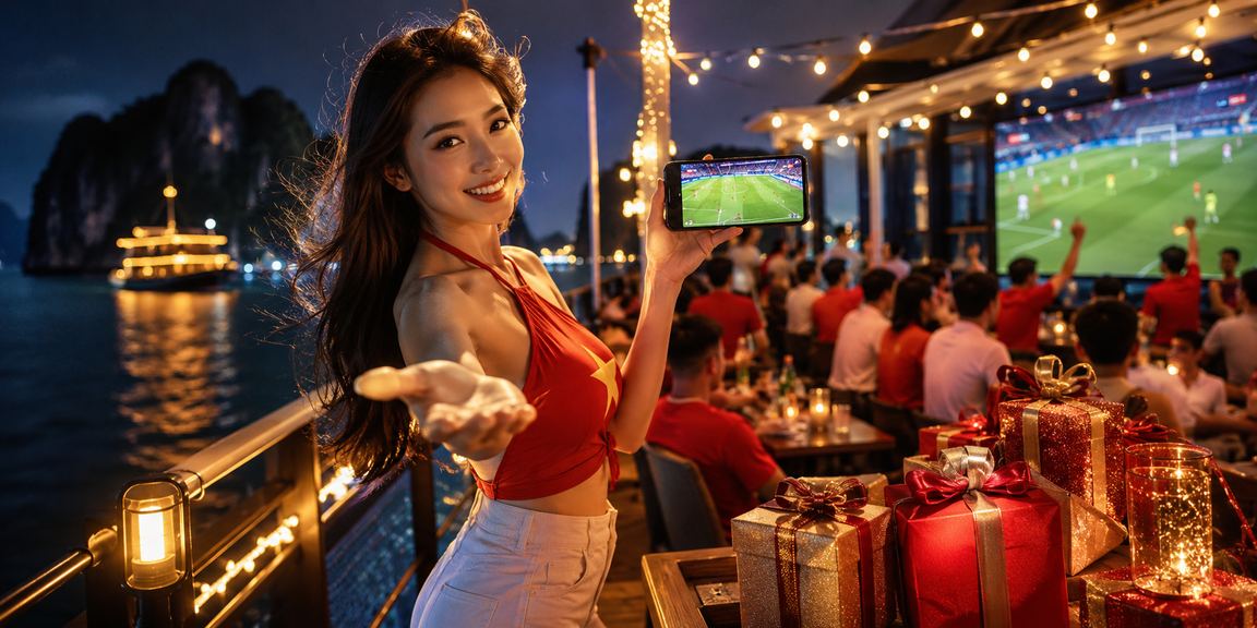 Nhóm người trẻ tại Hà Nội theo dõi kết quả cá cược bóng đá bên bờ biển