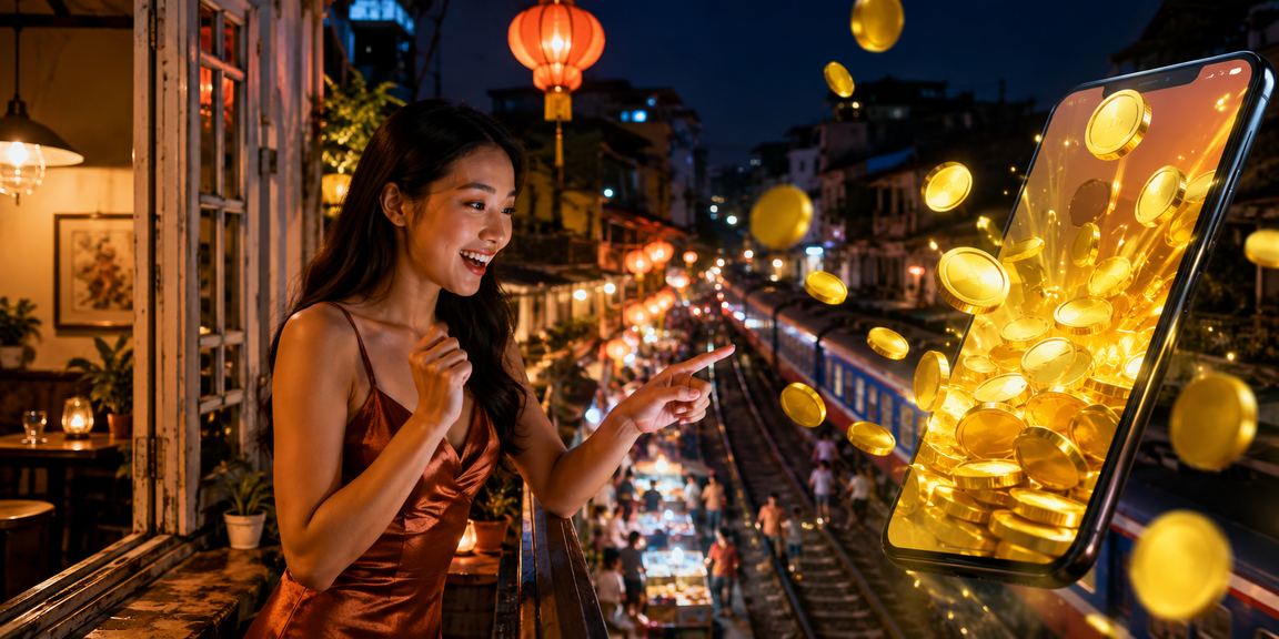 Người dùng đọc điều khoản sử dụng 56wim trên điện thoại tại Hà Nội